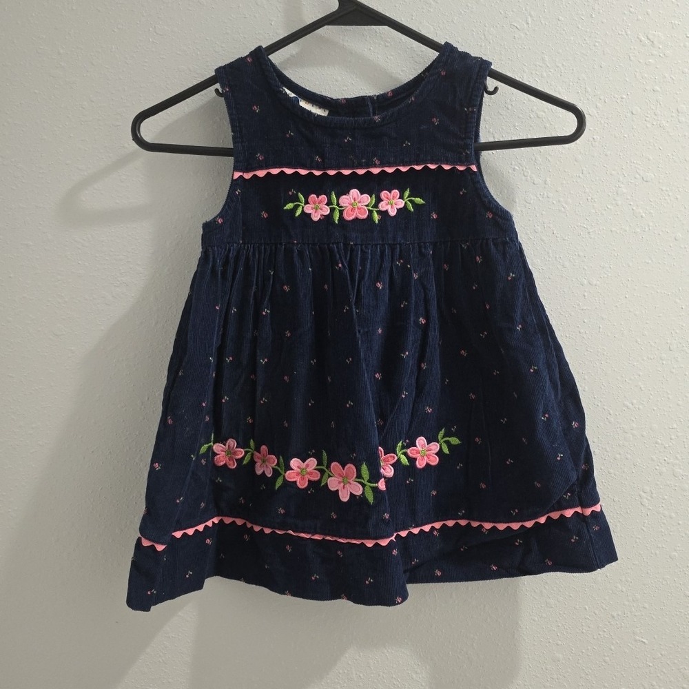 Samara Girls Size 4T Dress Corduroy Floral embroidered dress Vintage Toddler